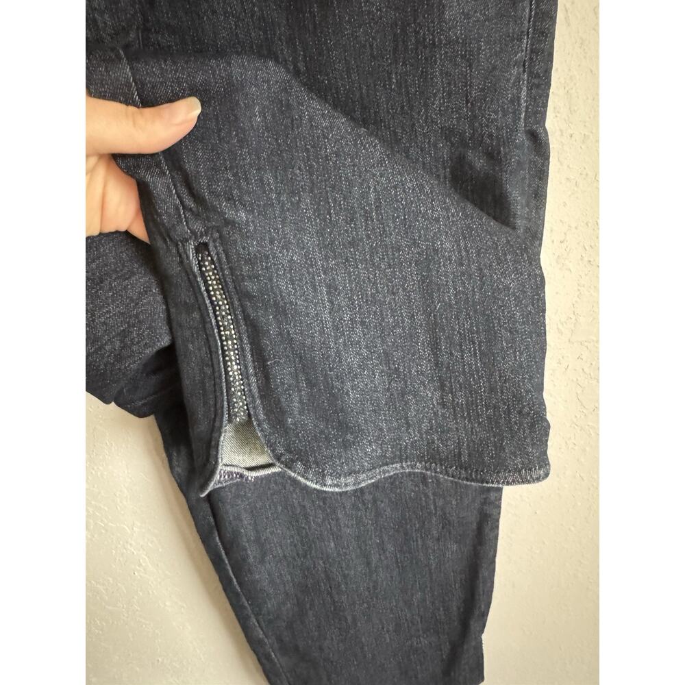 NYDJ Black Wash Denim Cropped Jeweled Slit Jean Capris Womens 8 Y2K - Picture 5 of 5
